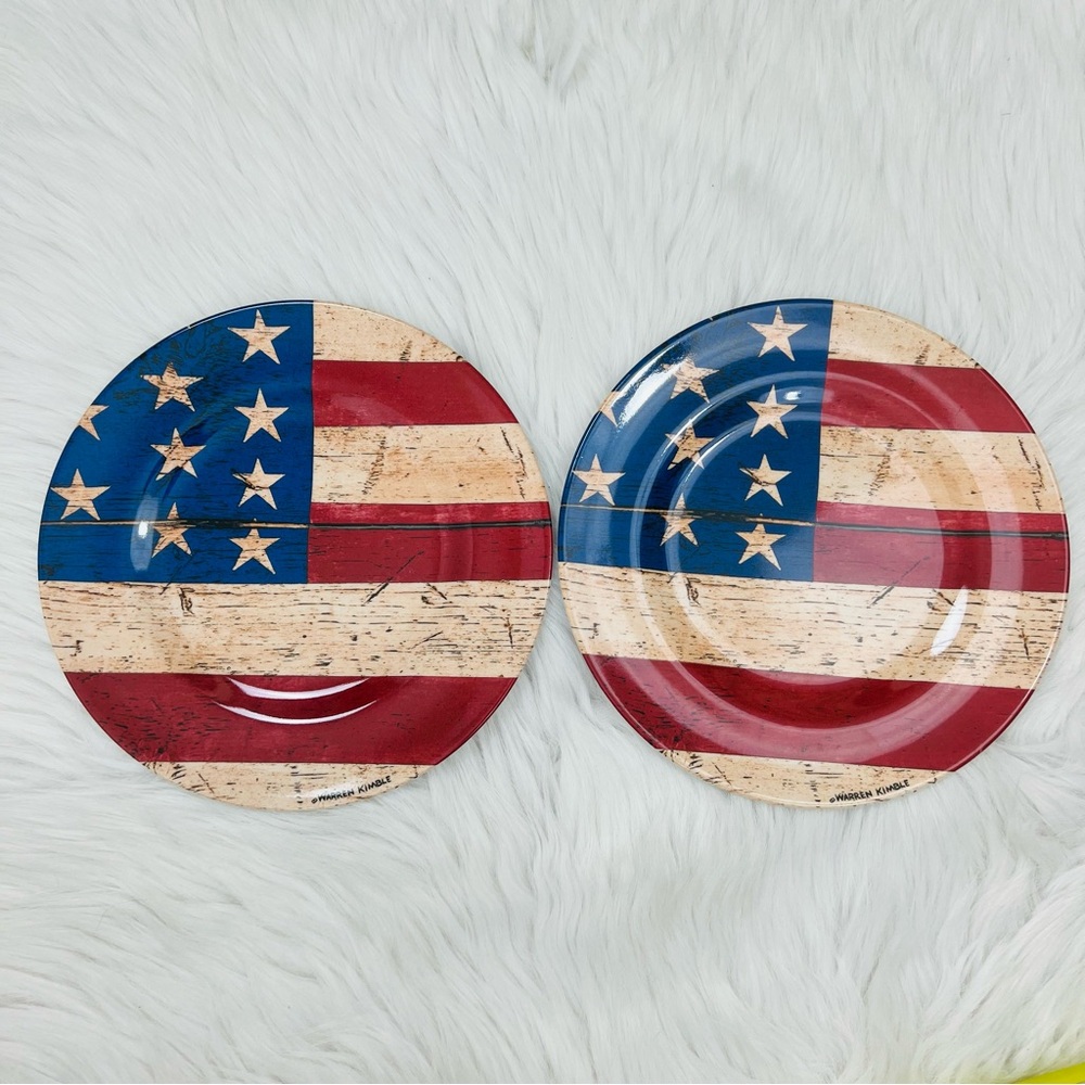 Set of Two Sakura Warren Kimble Colonial Americana Melamine Salad Plates